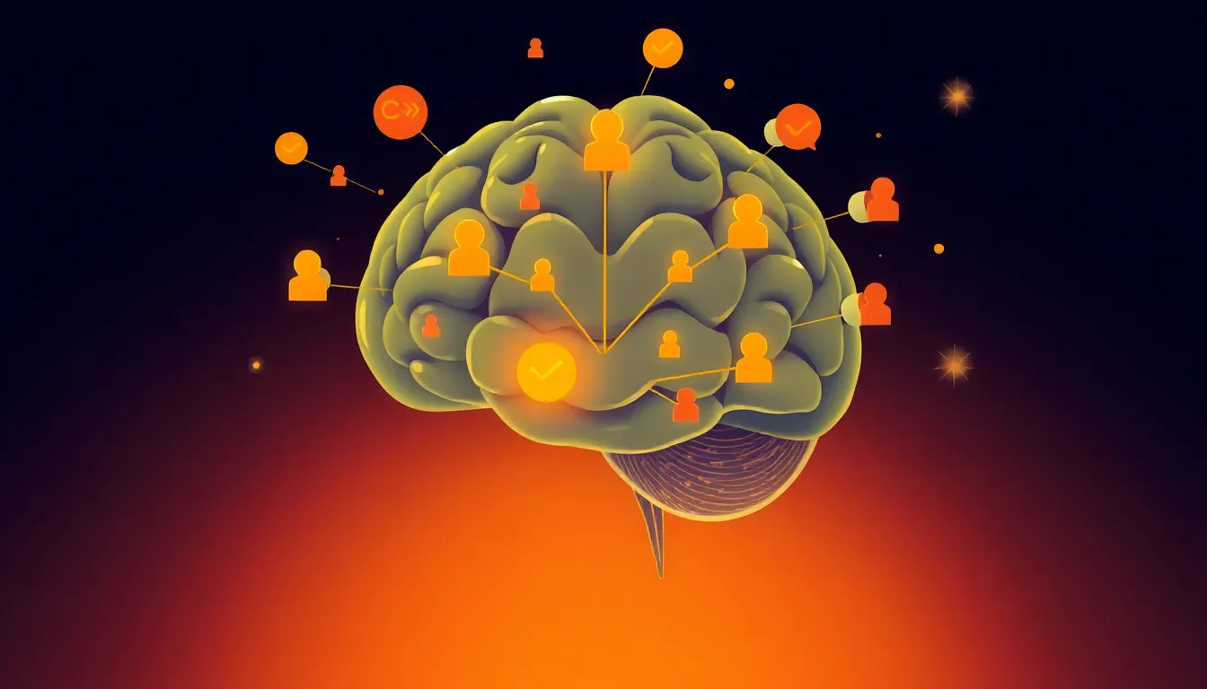 인정욕구의 심리학적 뿌리를 보여주는 뇌과학 일러스트